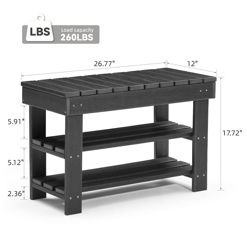 HDPE Outdoor Storage Bench Entryway Shoe Rack Patio Bench