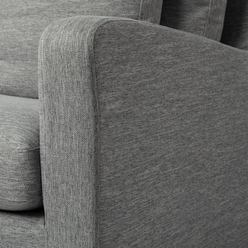 Denly II Castlerock Grey Slipcover Three Seater Sofa