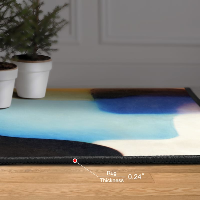 Interlocking V, Hand Washable Abstract Art Area Rug, power-loomed, 100% polyester, 2mm pile, non-slipping back