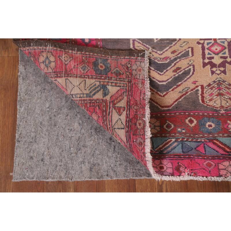 Hand Knotted Oriental 100% Wool Carpet Traditional Geometric Greys & Charcoal Meshkin Runner Rug - 9' 6'' X 3' 11''