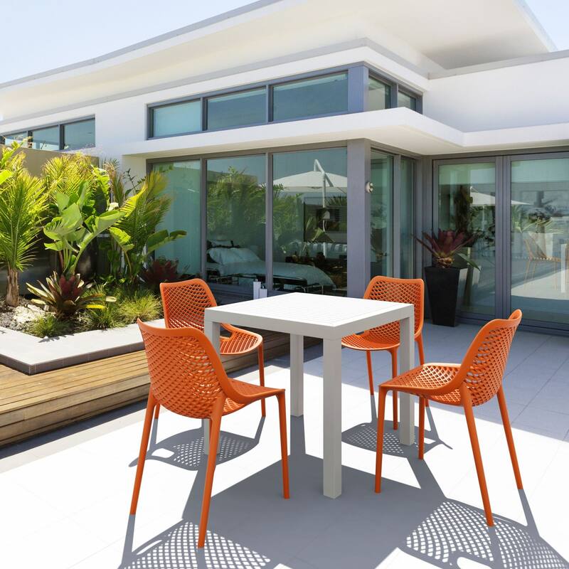 32.25" Orange Stackable Outdoor Patio Dining Chair