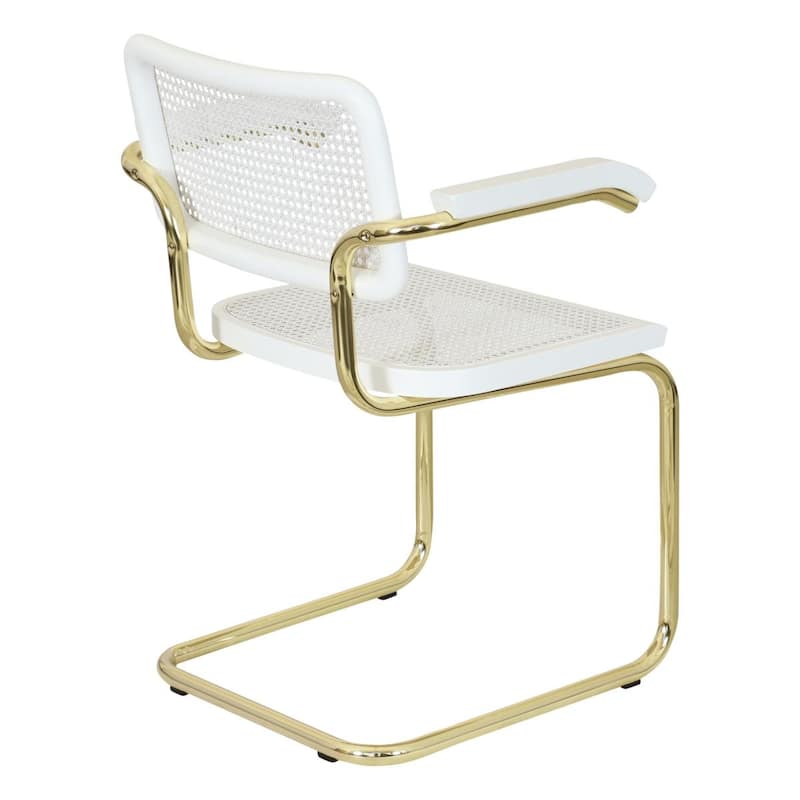 Breuer Chair Company Marcel Breuer Cesca Cane Cantilever Armchair Arm Chair w/ Brass Steel Frame (Various Wood & Cane Colors)