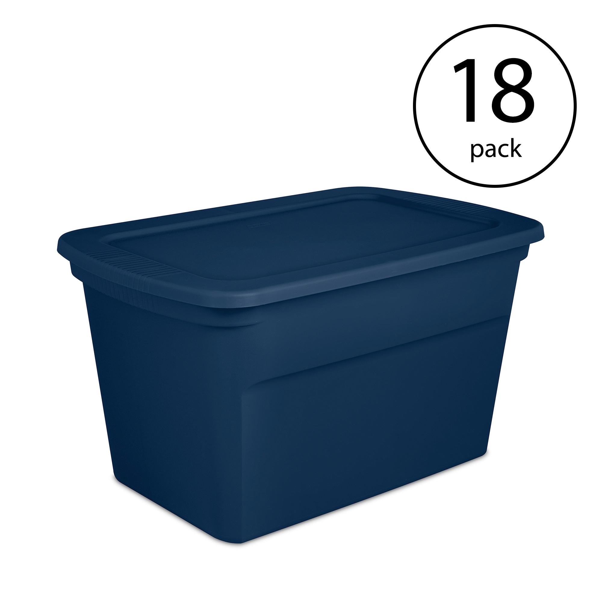 Sterilite Classic Lidded Stackable 30 Gal Storage Tote Container Blue 18 Pack 30.5 x 20.2 x 17.2 in On Sale Bed Bath Beyond 36024532