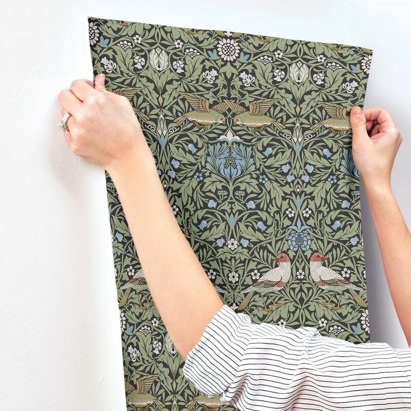 Bird Multicolor Floral Thicket Wallpaper