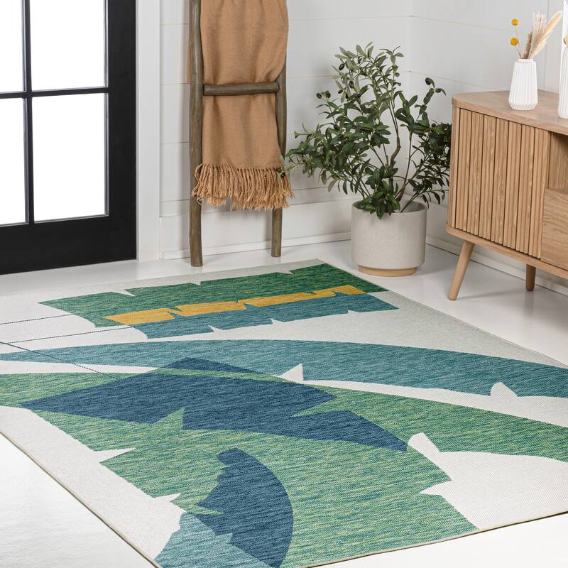 JONATHAN Y Shelby Coastal Vintage Abstract Palm Leaf Indoor/Outdoor Area Rug
