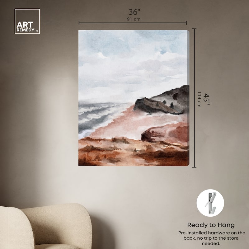 Art Remedy Close To The Harbour Gallery Wrapped Landscape 1 Piece Canvas Wall Art Watercolor Style