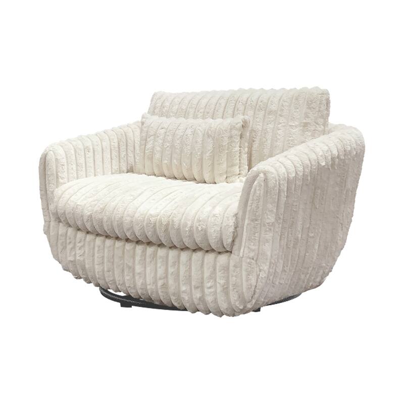 43.3" Wide -Accent Chairs Luxury Velvet Cream Swivel Sofa