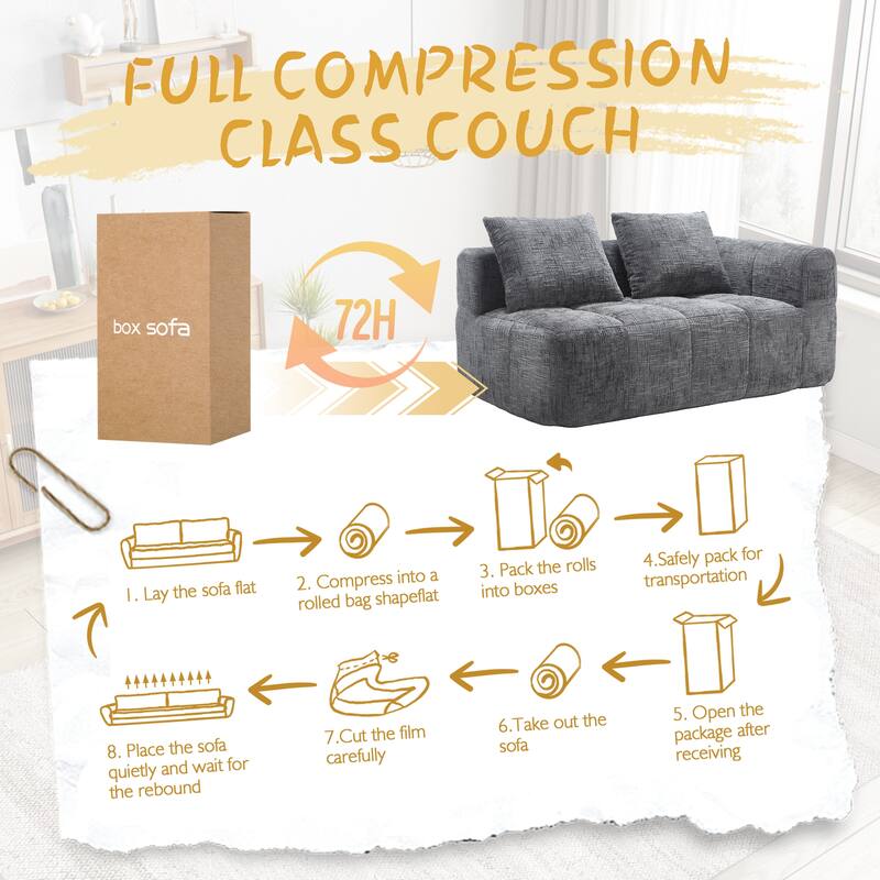 Chenille Loveseat Sofa Upholstered Deep Seat Sofa, Lounge Couch Corner Sofa Minimalist Modular Couches for Apartment