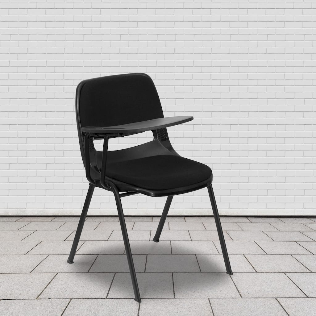 Padded Ergonomic Shell Chair with Right Handed Flip-Up Tablet Arm