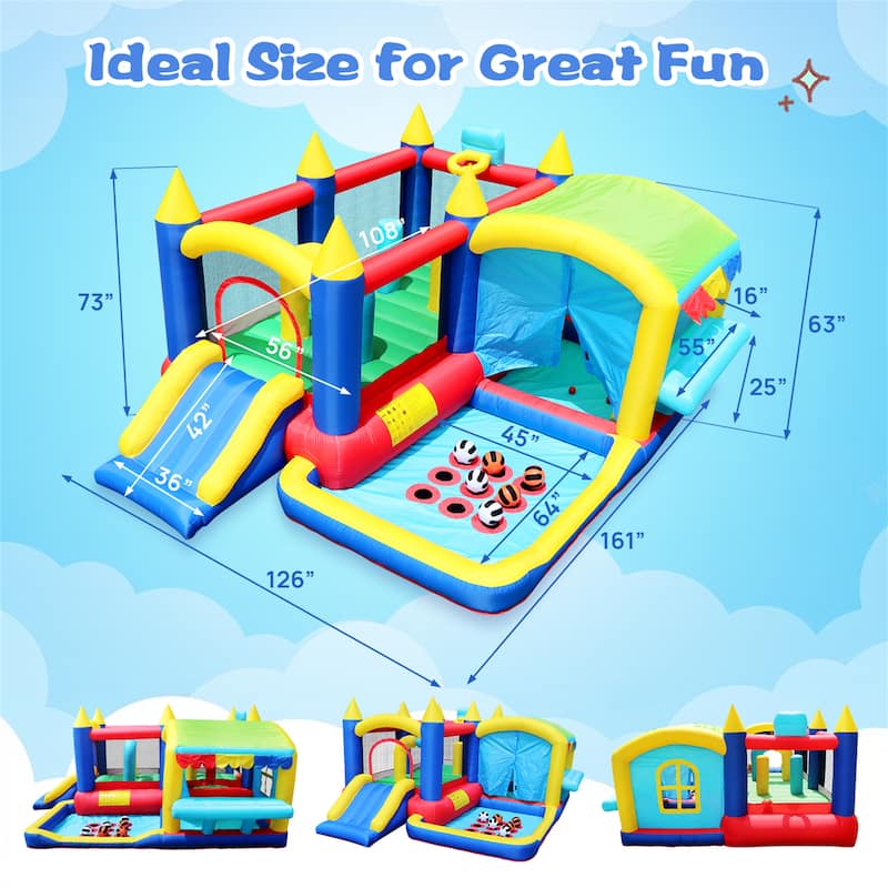 Inflatable Bounce House with Ball Pit - 161"W*126"D*73"H
