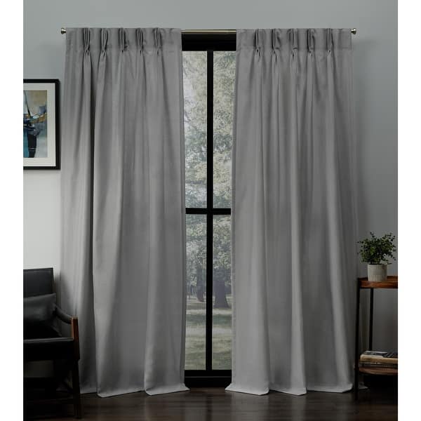 slide 2 of 33, ATI Home Loha Light Filtering Pinch Pleat Curtain Panel Pair 27x84 - Dove Grey