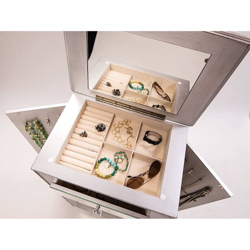 Hives & Honey Mia Silver Mirrored Jewelry Armoire On Sale Bed Bath