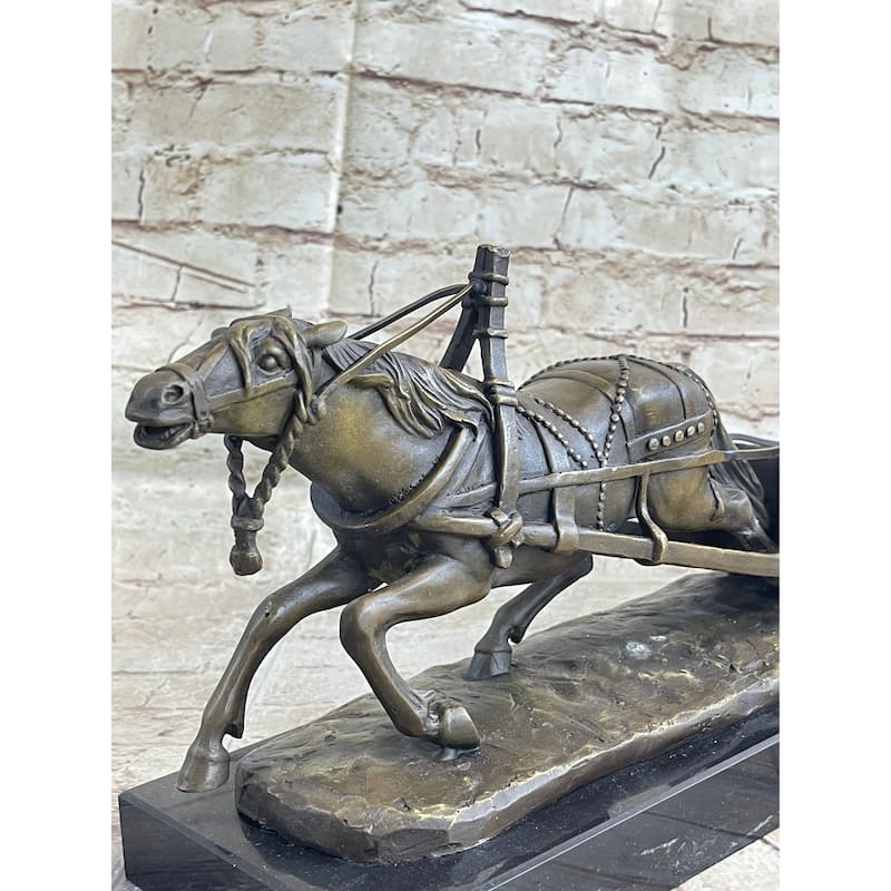 Large Russian Bronze - Man In Sleigh Pulled By Horse - Signed Friedrich Gornik