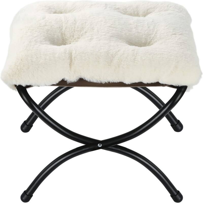 Upholstered Morden Folding Footstool for Home - Beige