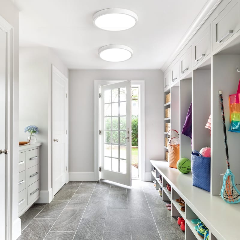 24 Watts Round Tricolor Selectable LED Flush Mount Ceiling Light for Dining Room Living Room Bedroom Kitchen - 9.06"Dx0.91H"