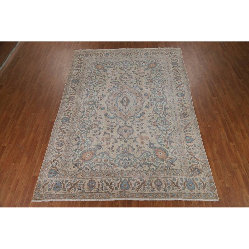Tabriz Persian Vintage Area Rug Hand-Knotted Traditional Wool Carpet - 8'2" x 11'8"