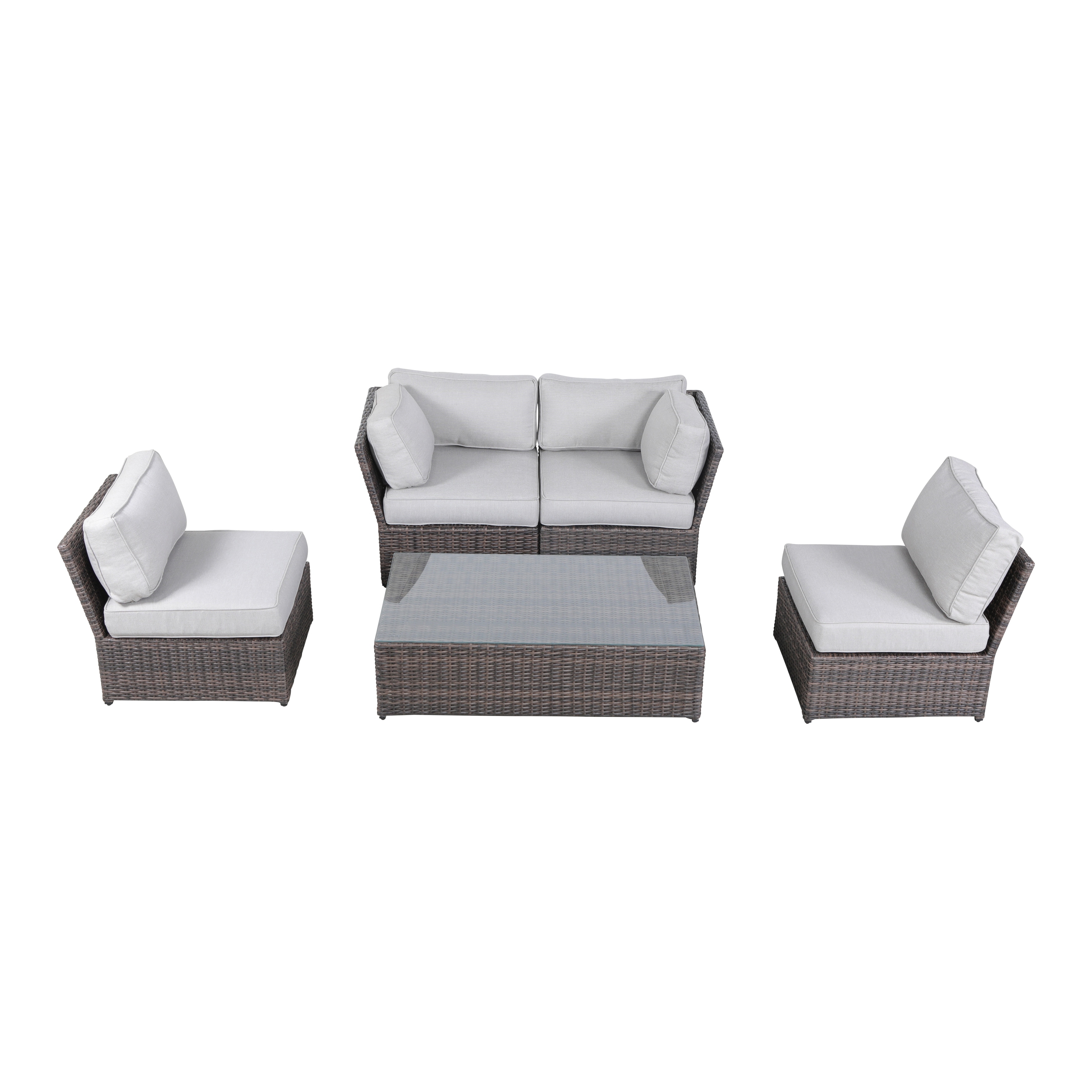 Lindfield rattan 6 seater rectangular garden furniture set in grey best sale