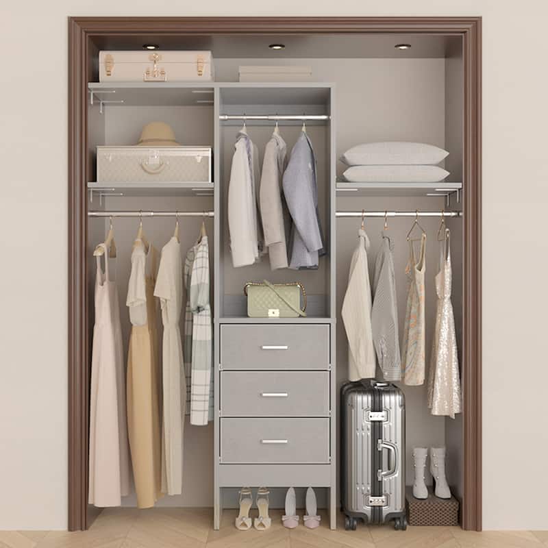 4FT Kid's Closet Syatem with Fabric Drawers for Small Closet, Closet Organizer for Walk-in/ Reach-in Closet