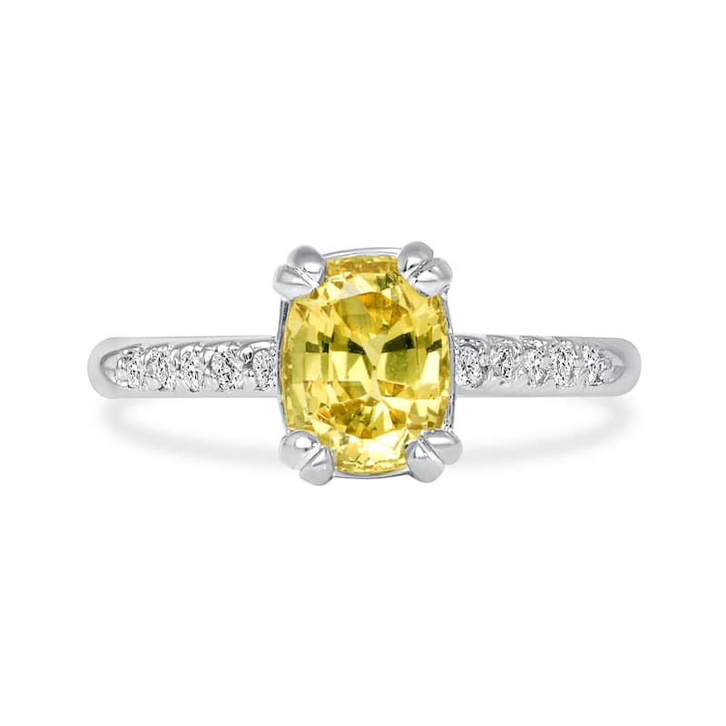 2.04 ct Yellow Sapphire and Diamond Ring in 14k White Gold