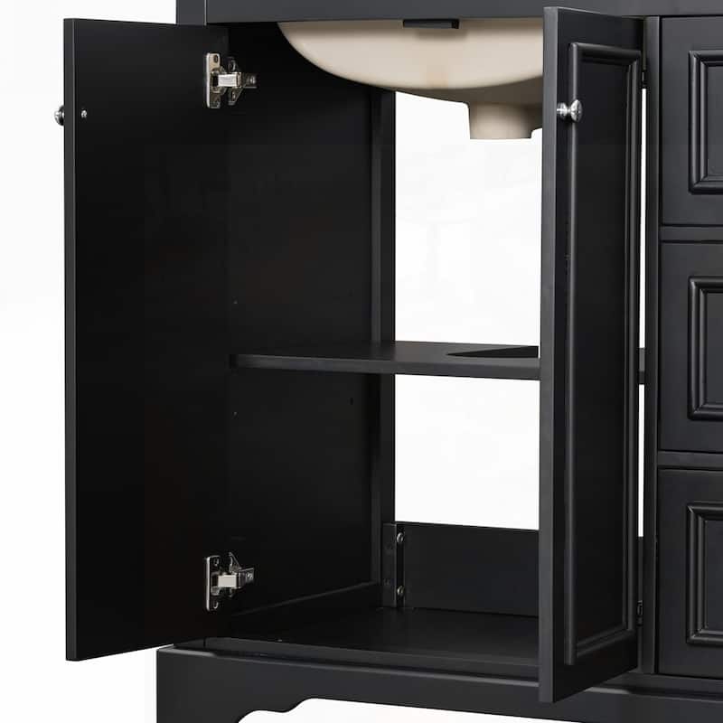 bathroom vanity with ceramic sink