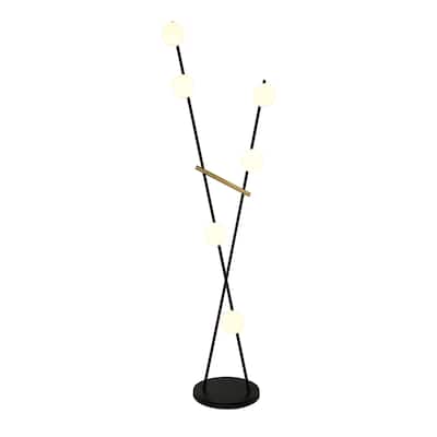 Artcraft Cortina 6-Light Floor Lamp - Black with Brushed Brass Accent