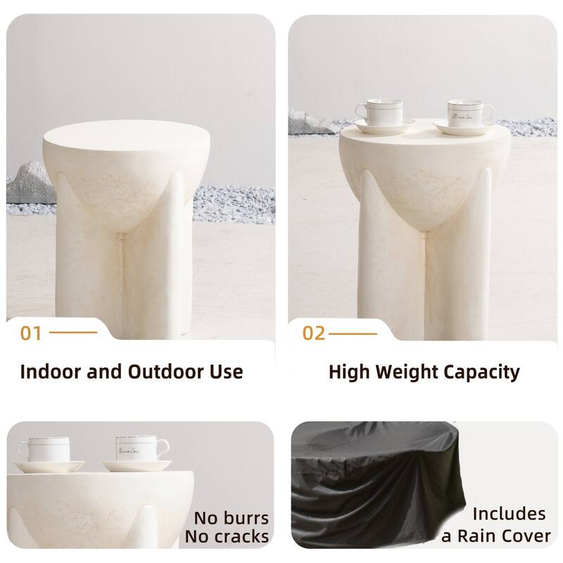Modern Round Magnesium Oxide Side Table with Unique Legs