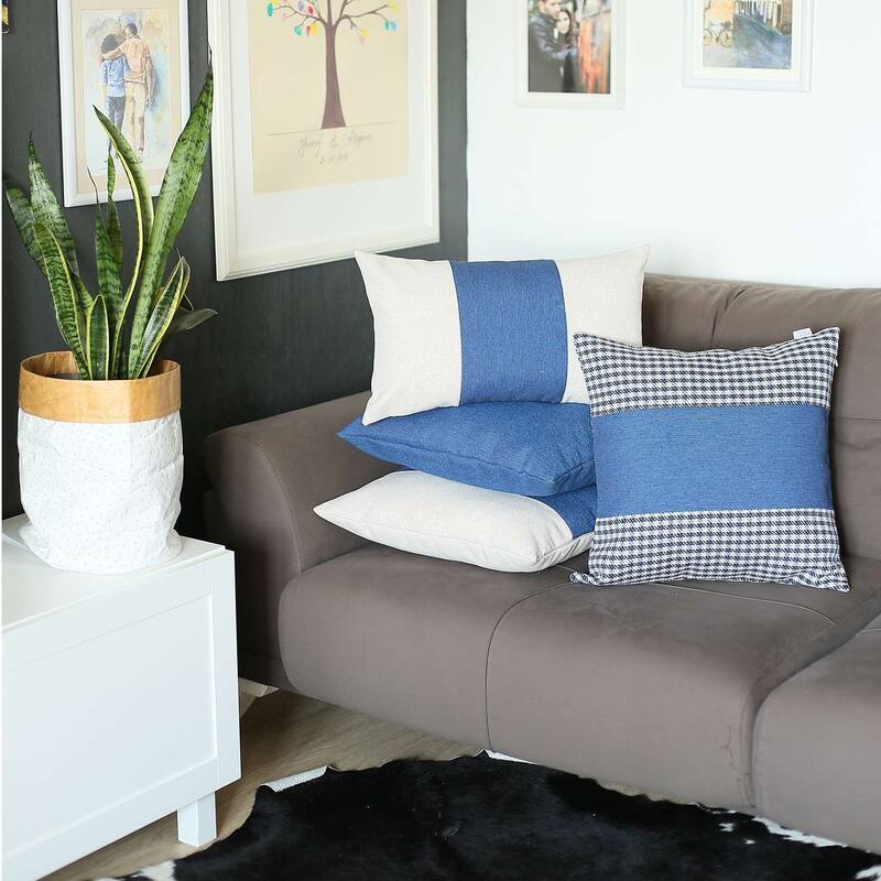 Black and Yellow Centered Strap Throw Pillow