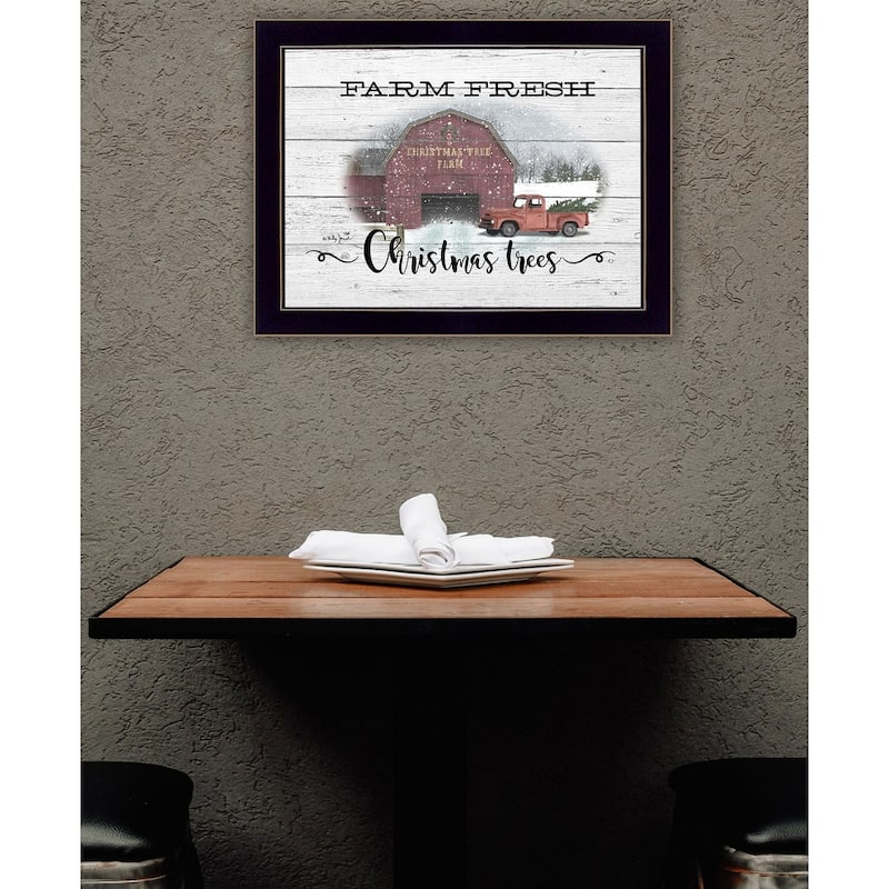 TrendyDecor4U Farmhouse "Farm Fresh Christmas Trees" Framed Print Wall Art by Billy Jacobs - Multi-Color