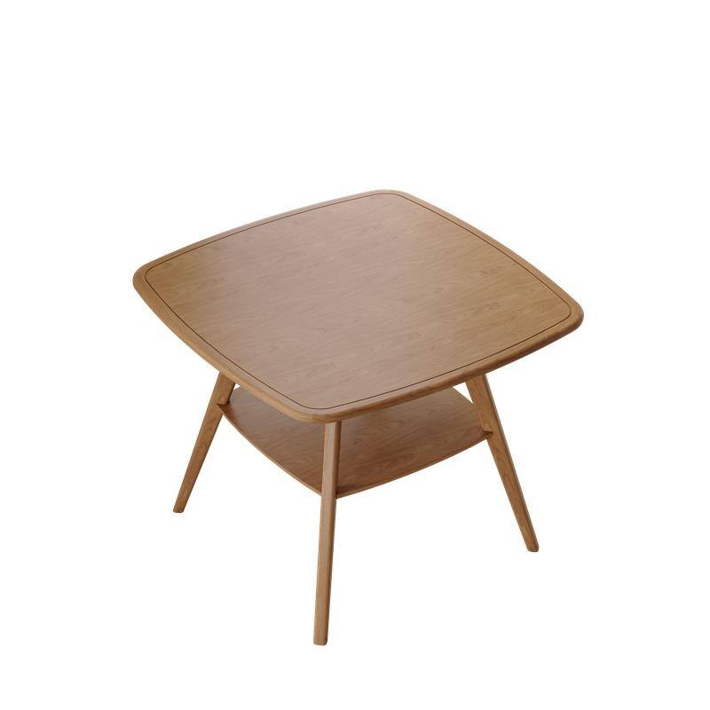 Modern Walnut Finish Dining Table with Extra Storage Shelf