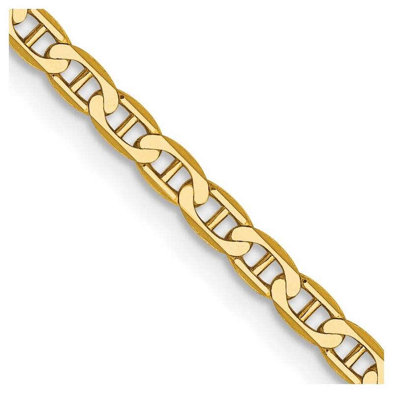 Curata 10k Yellow Gold 3.3mm Flat Anchor Link Chain Necklace (Lobster) Options: 16 18 20 24
