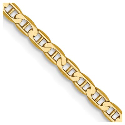Curata 10k Yellow Gold 3.3mm Flat Anchor Link Chain Necklace (Lobster) Options: 16 18 20 24