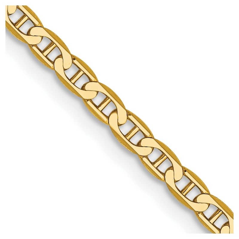 Curata 14k 2.4mm Flat Nautical Ship Mariner Anchor Chain Bracelet
