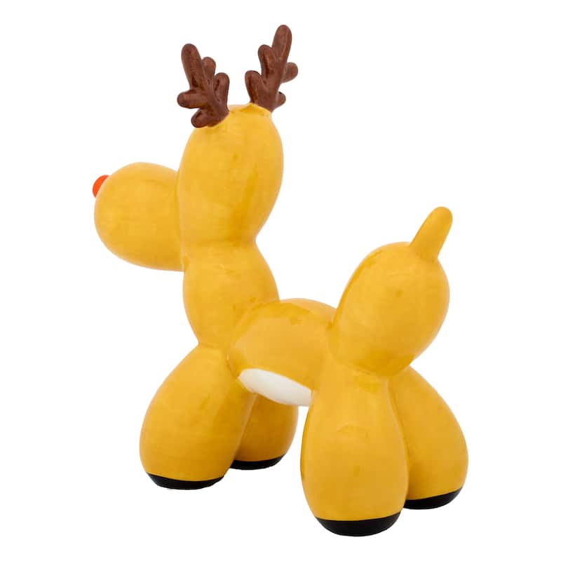 National Tree Company 8.5 in. Christmas Reindeer Balloon Dog Figurine Indoor Decoration, Brown - 8.5 in