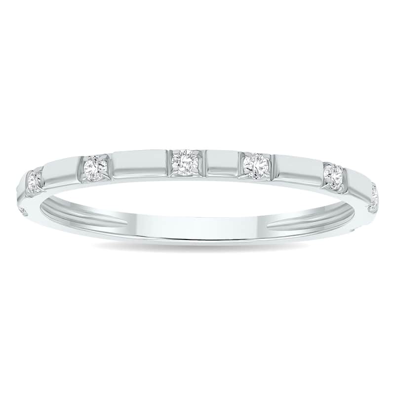 Women's 1/10 Carat TW Thin Diamond Wedding or Fashion Band in 10K White Gold