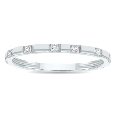 Women's 1/10 Carat TW Thin Diamond Wedding or Fashion Band in 10K White Gold
