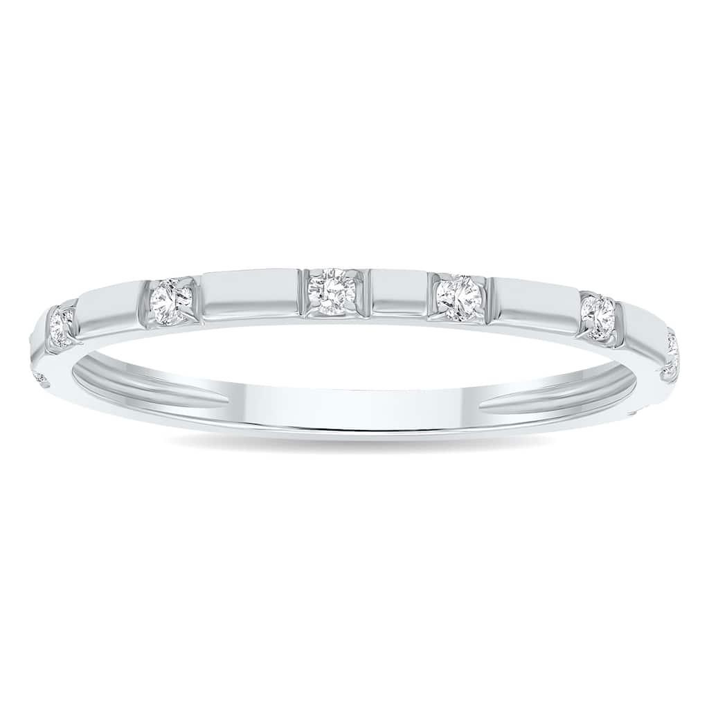 Women's 1/10 Carat TW Thin Diamond Wedding or Fashion Band in 10K White Gold