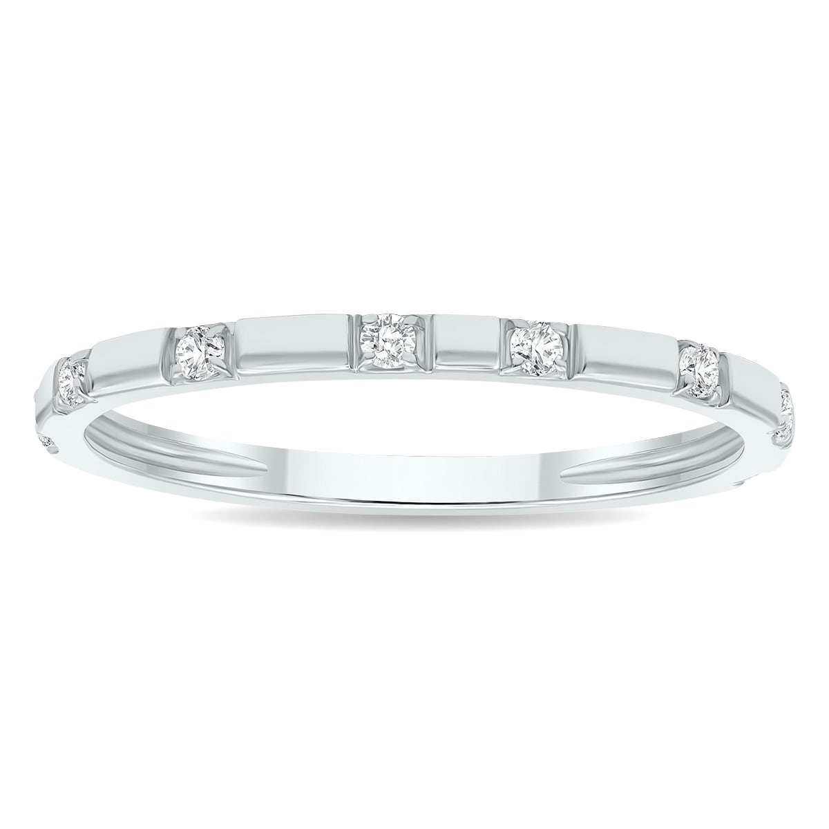 Marquee Women's 1/10 Carat TW Thin Diamond Wedding or Fashion Band in 10K White Gold