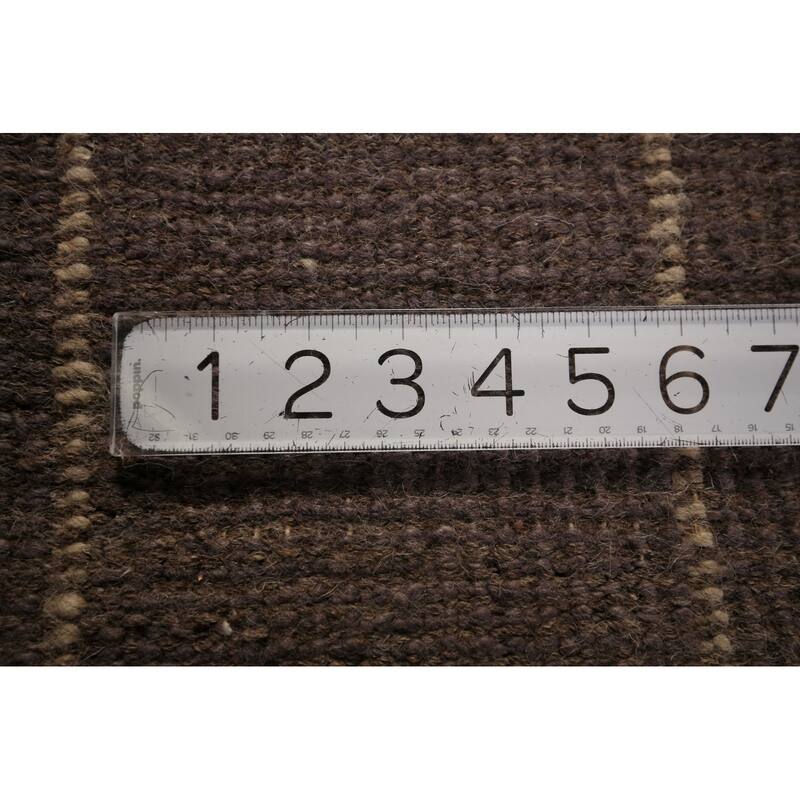 Brown Moroccan Oriental Area Rug Handmade Geometric Wool Carpet - 5'7" x 7'10"