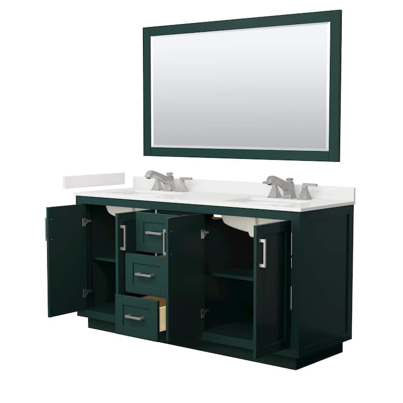 Miranda 66-inch Double Vanity, Quartz Top, 58-inch Mirror