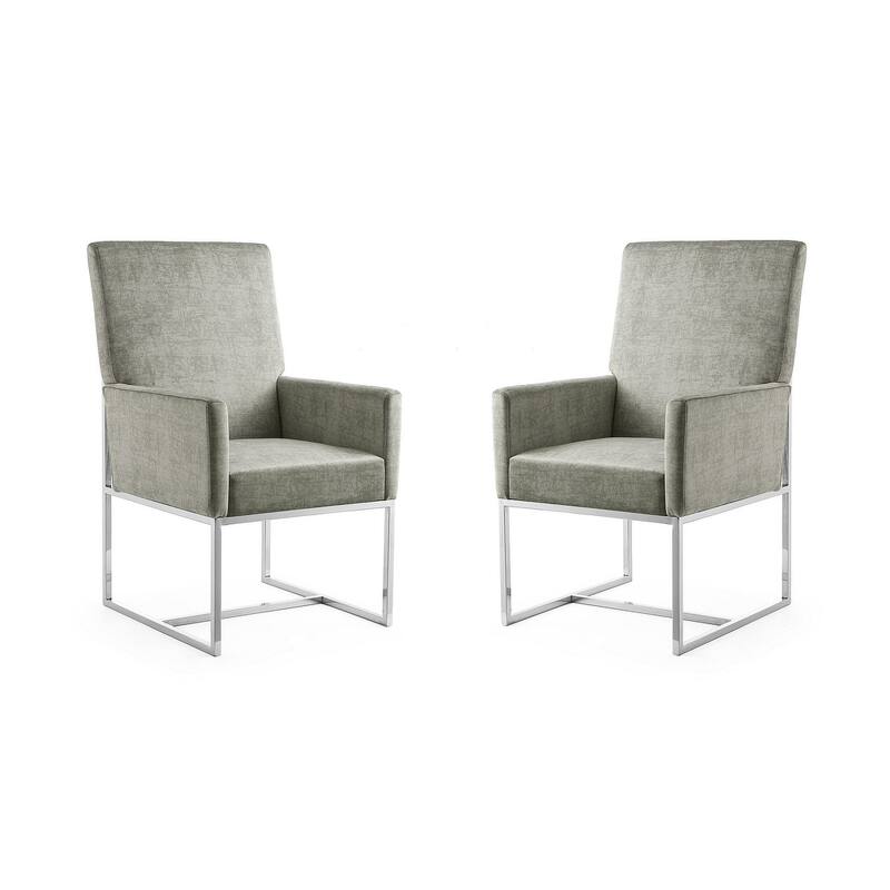 Element Blue Velvet Dining Armchair (Set of 2) - Steel