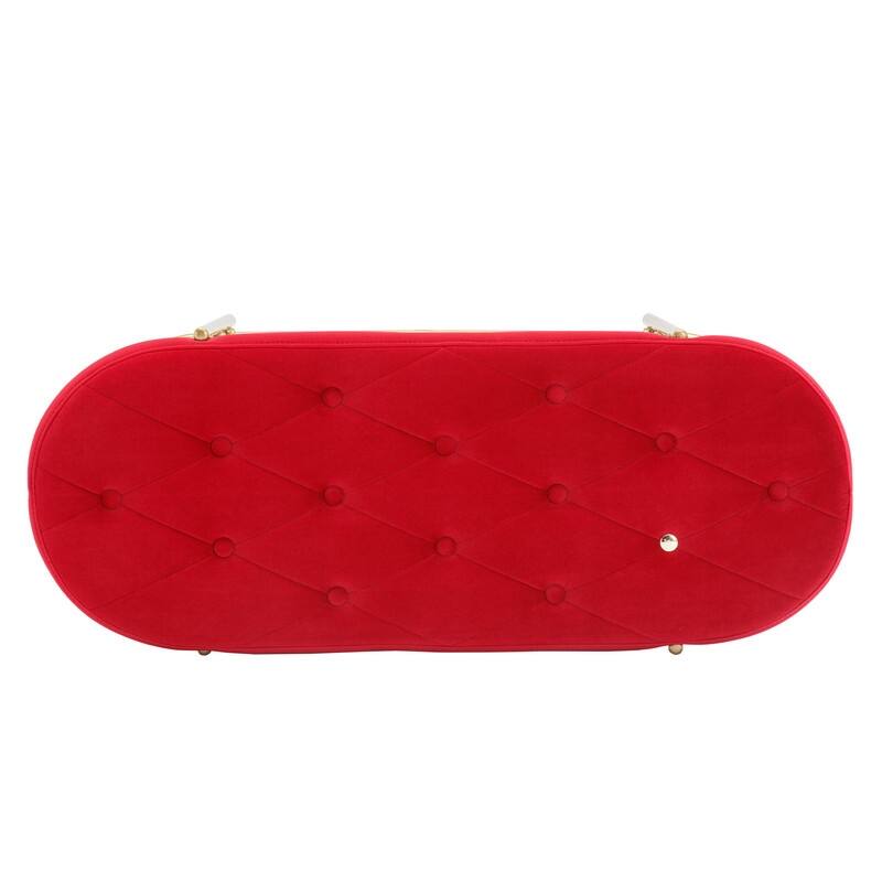 Modern Velvet Solid PlyWood Frame Living Room Bench with Golden Leg