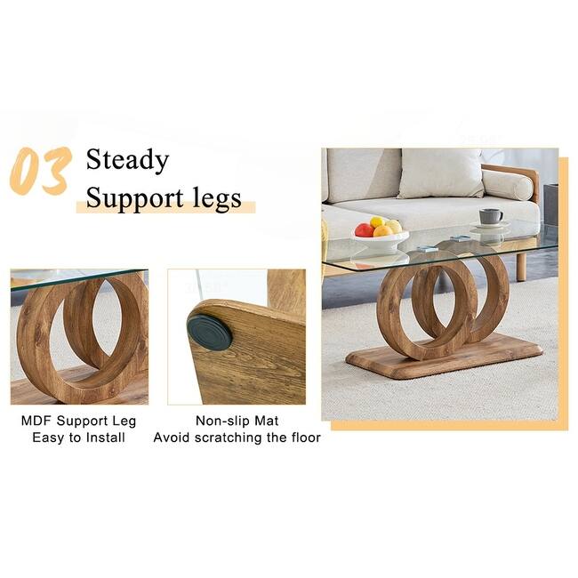 Stylish MDF Coffee Table with Glass Top for Versatile Living Spaces