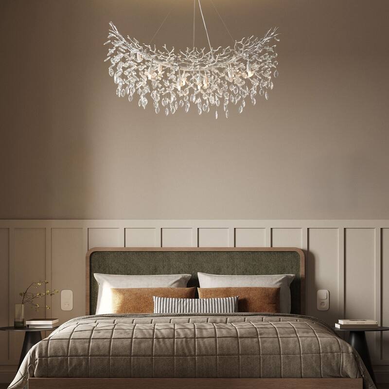 Modern Branch Crystal Linear Chandelier, 1100-1830mm Dining Pendant Light