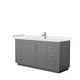 preview thumbnail 161 of 168, Miranda Single Vanity Set, Cultured Marble Top, No Mirror 66-Inch Single - Dark Gray, Nickel Trim,Carrara Cultured Marble Top