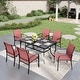 preview thumbnail 26 of 32, MAISON ARTS 7-Piece Patio Dining Set Metal Rectangle Table and 6 Textilene Chairs Red Chairs