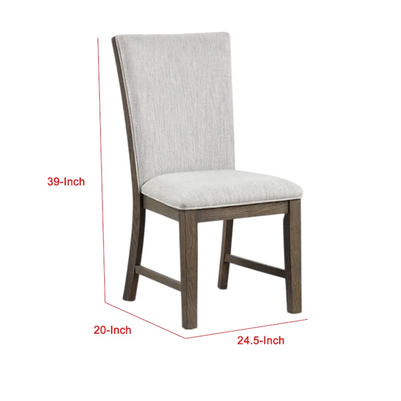 Clema Side Dining Chair Set of 2, Oak Brown Wood, Gray Fabric and Foam