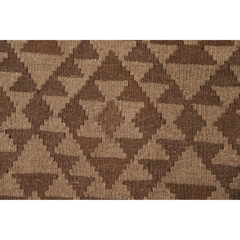 Reversible Kilim Oriental Area Rug Hand-woven Tribal Brown Wool Carpet - 5'3" x 8'3"