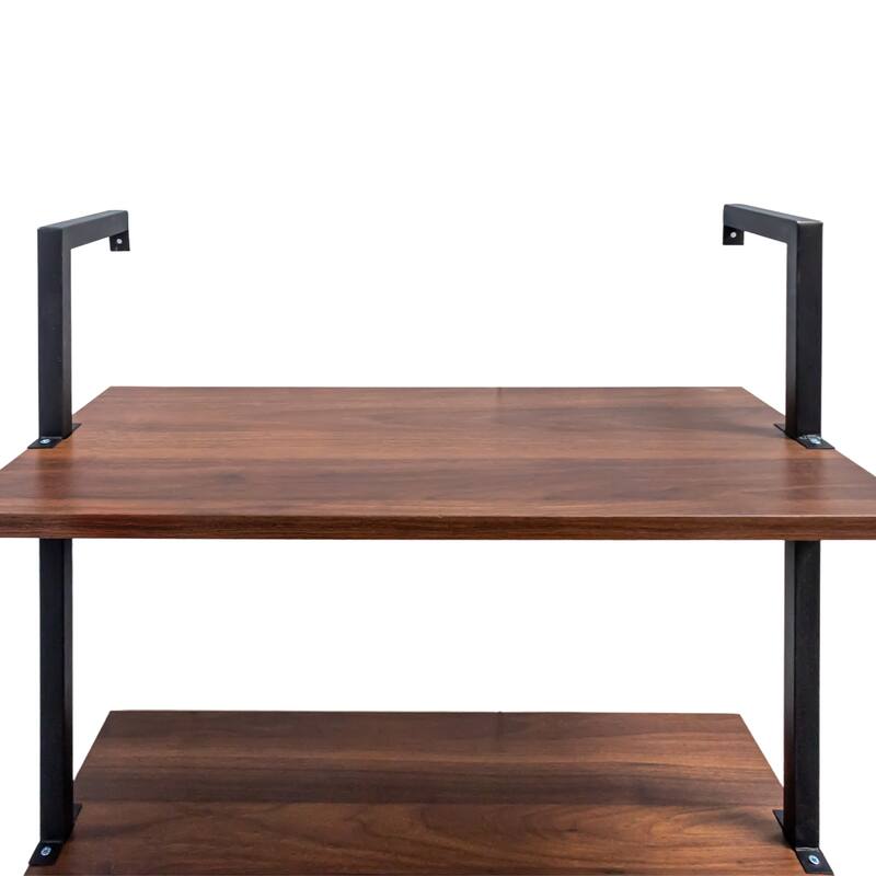 GDFStudio - Sara Industrial Wall-Mounted 3-Tier and 2-Tier Wood & Metal Floating Shelves