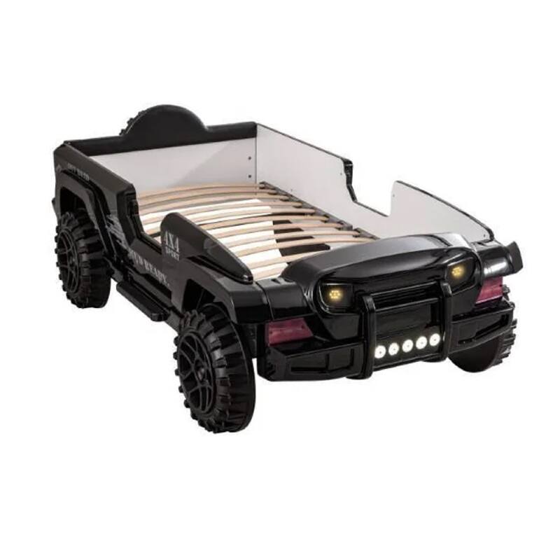 Randy SUV Twin Bed with Lights, Sound Effects, Black Faux Leather