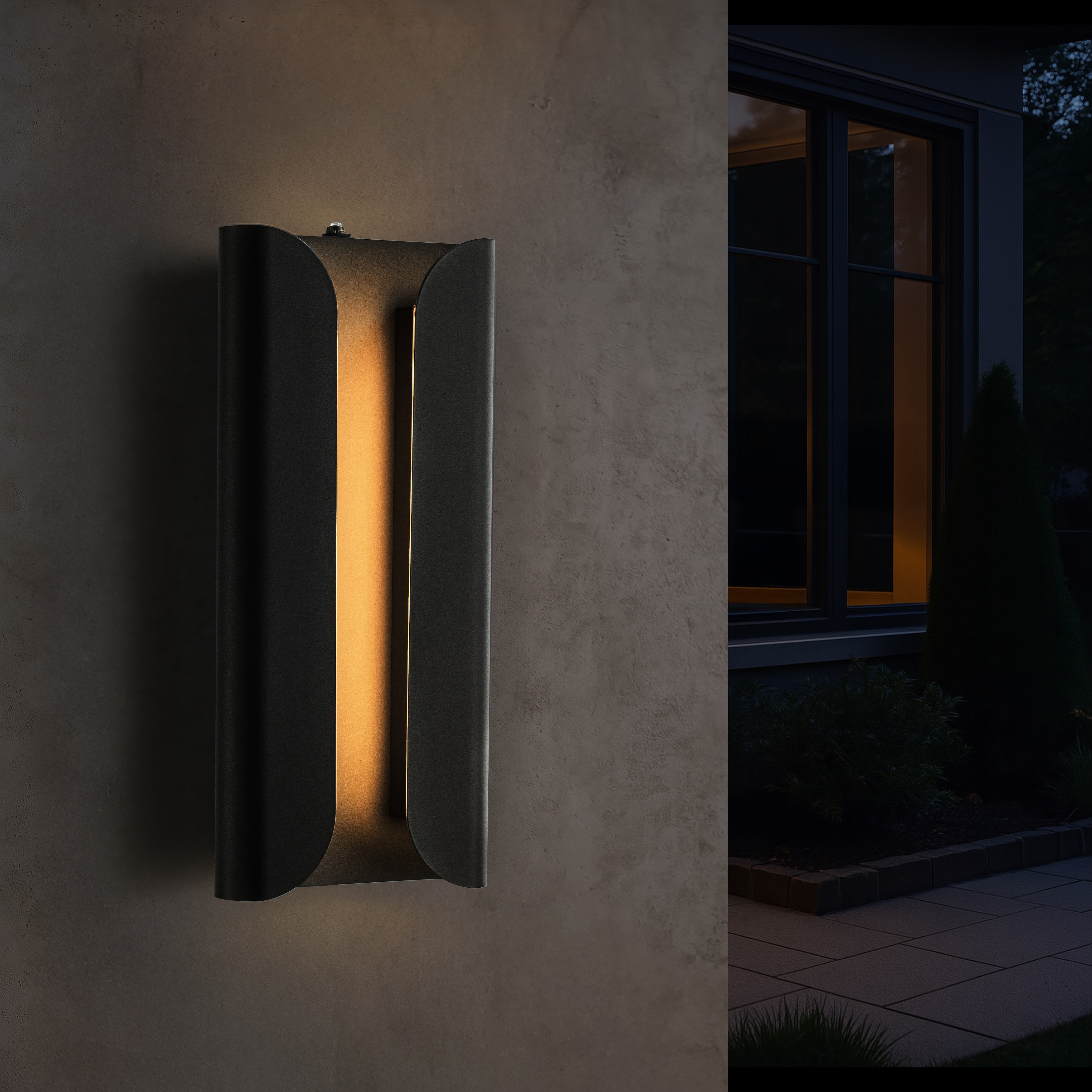 Matte Black 24W Integrated LED AWall Sconce with Acrylic Shade Modern Simplicity Outdoor Wall Light with Dusk to Dawn Sensor